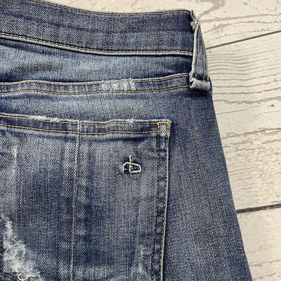 Rag & Bone Women's Size 25 Blue Distressed Low-Rise Stretch Denim Skinny Jeans - Picture 2 of 11